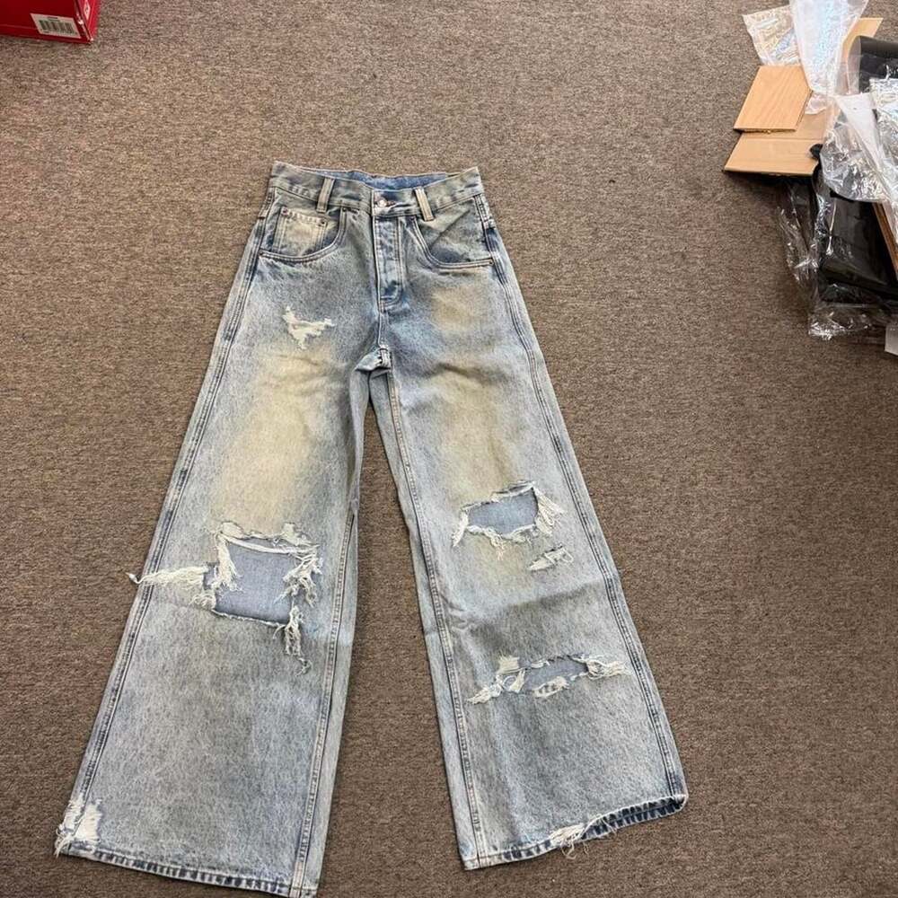 Folk d up Wide Leg Jeans Size 28 Dirty Wash Distressed Denim